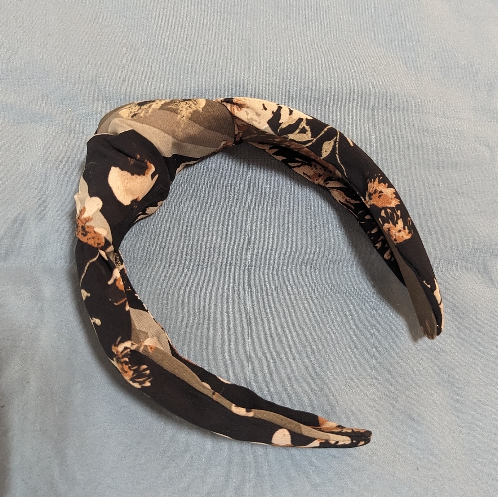Anthropologie Brown Multicolor Floral Headband with Knot Top